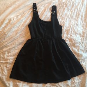 Forever 21 black button up suspender dress